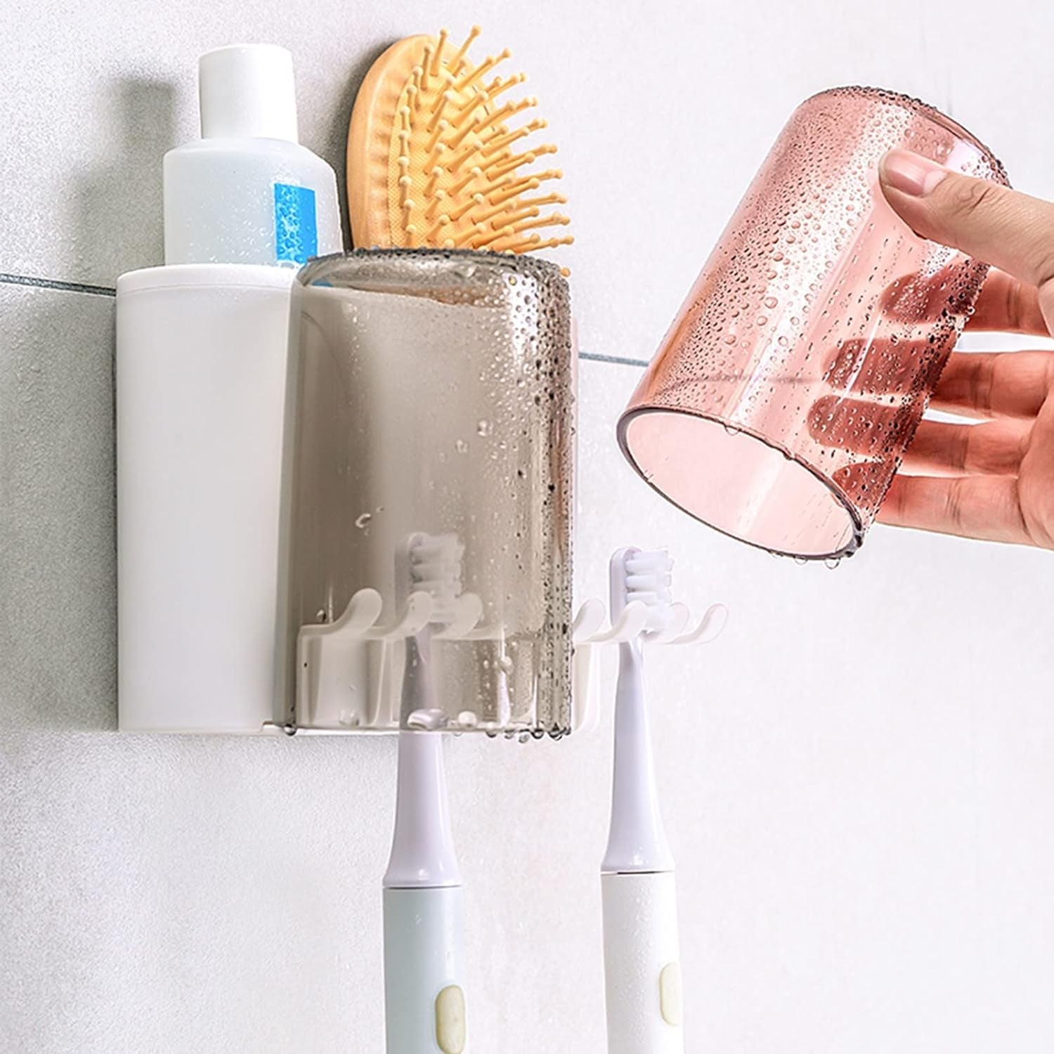 Wall Mount Toothbrush Holder with 3 & 2 Cups Automatic Toothpaste Holder Multi-Functional Kids Favorite Candy Toothbrush Holder Bathroom Accessories Organizer Rack Wall Mount Toothbrush Holder with 3 & 2 Cups Automatic Toothpaste Holder Multi-Functional Kids Favorite Candy Toothbrush Holder Bathroom Accessories Organizer Rack